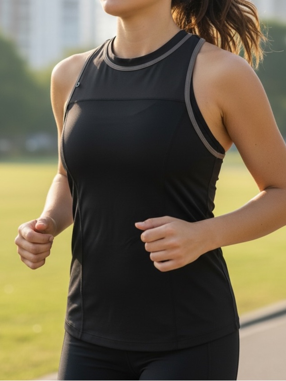 Lole Black Tank Top with Charcoal Trim yoga run gym